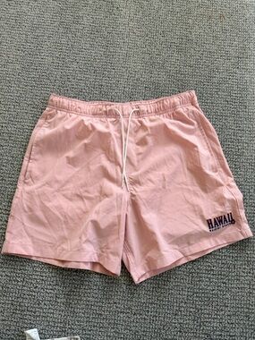 Hollister Men’s Light Pink Swim Trunks with Drawstring
